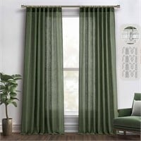 MIULEE Olive Green Linen Curtains Long 2 Panels