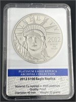 2012  $100 Platinum Eagle Replica