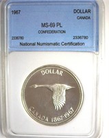 1967 Dollar NNC MS69 PL Confederation