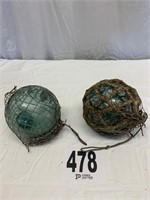 2 antique glass floats