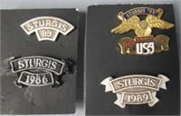 (4) Sturgis Pins. Dates: 1986 and 1989. Vintage.