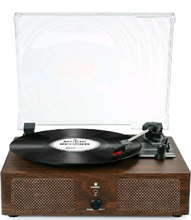 Vinyl Record Player, Bluetooth with Built-in Speak