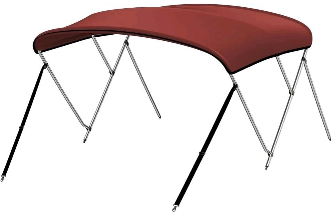 Kemimoto 3 Bow Bimini Top for Boat - Burgandy