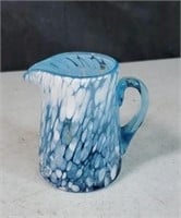 Blue and white art glass pitcher