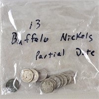 13ct Buffalo Nickels Partial Dates