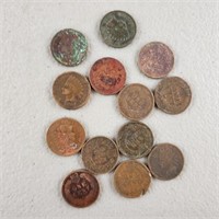 13ct Indian Head Pennies 1800s & 1900s