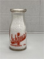 "Schruer's Dairy" Half Pint Milk Bottle