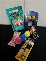 New dog toys, treats, and Leash and collar