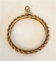 14K Gold Ring Pendant for a 36mm Coin 8.3 Grams