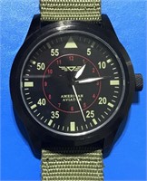 American Aviator Watch Men Stainless Steel Black