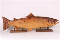 36" Brown Trout Wall Hanging, Hand Carved by