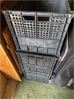 3 black plastic storage baskets