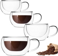 Clear Coffee Mug Set of 4 Espresso Cups