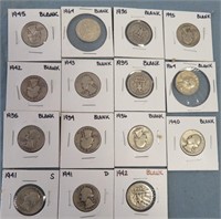 15 Washington Silver Quarters