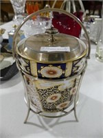 IMARI STYLE BISCUIT JAR IN STAND