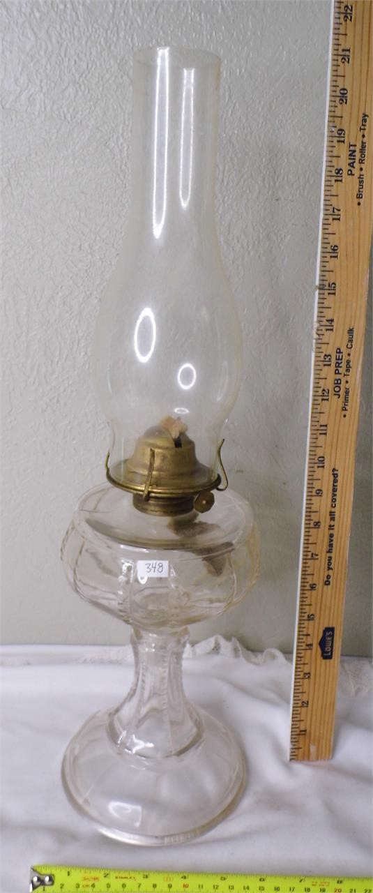 Vtg P&A Glass Oil Lamp