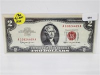 1963 Red Seal $2 Dollar Bill