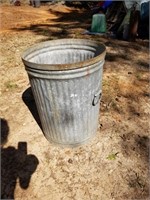 Vintage Metal Trash Can no Lid 21" diameter 27"