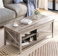 Yita home  wood coffee table with storage rectangu