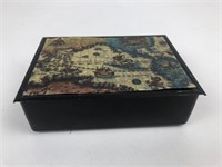 Japanese Metal Box w/ Glued Paper Map