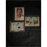 (3) 1950's Ny Yankees Hof Creased Cards