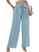 C374  Chiclily Wide Leg Lounge Pants US M Blue G