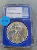 2017 Silver Eagle. Buyer must confirm all currency