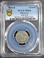 1865-B SILVER HANNOVER GROSCH PCGS MS64 KM-236