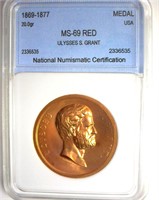 1869-1877 Medal NNC MS69 RD Ulysses S. Grant