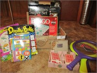 Box lot-games-10 game super set, bingo, rackets,