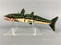 Otto Bishop Jointed Fish Spearing Decoy, Osage,