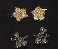 Two Pair of Vtg Clip-On Earrings_Coro Flowers &