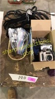 Silver silverware set, Sony cameras, hangers, misc