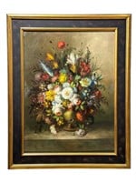 Huge Floral Oil on Canvas Painting