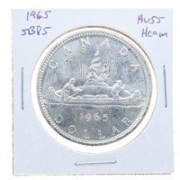 1965 Canada Silver Dollar - SB/P5 AU 55 Heavy Came