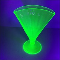 URANIUM GLASS FAN VASE