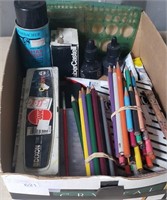 Box with Colored Pencils,  Water Colors, etc.