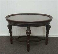 Antique Carved Walnut Center Table w/ Serving Tray