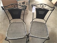 2 Wicker/Rod Iron patio chairs