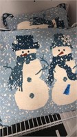 2 decorative snowman throw pillows