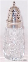 KG Vl Silver Mounted Cut Crystal Sugar Shaker