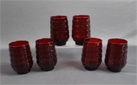 6 Anchor Hocking Ruby Red Bubble Glasses