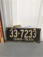 Iowa 1939 license plate