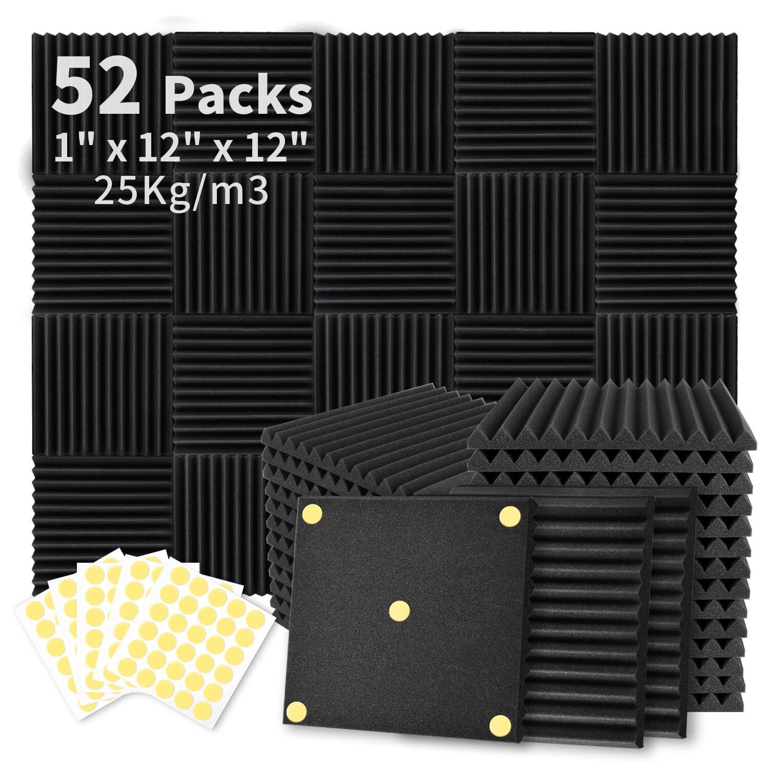 52 Pack Acoustic Foam Panels 1" x 12" x