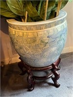 Large Chinoiserie Fish Bowl Planter Pot Vase