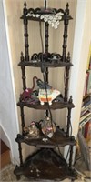 Vintage 5 tier wood corner shelf