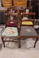 4 NEEDLEPOINT CHAIRS