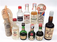 10 Vintage Mini liquor bottles