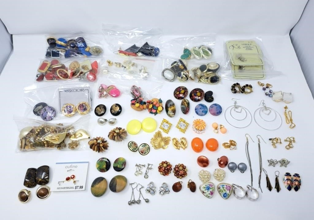 Collection of clip on earrings and regular