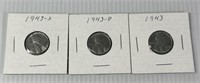 1943 P,D,S Steel Cents